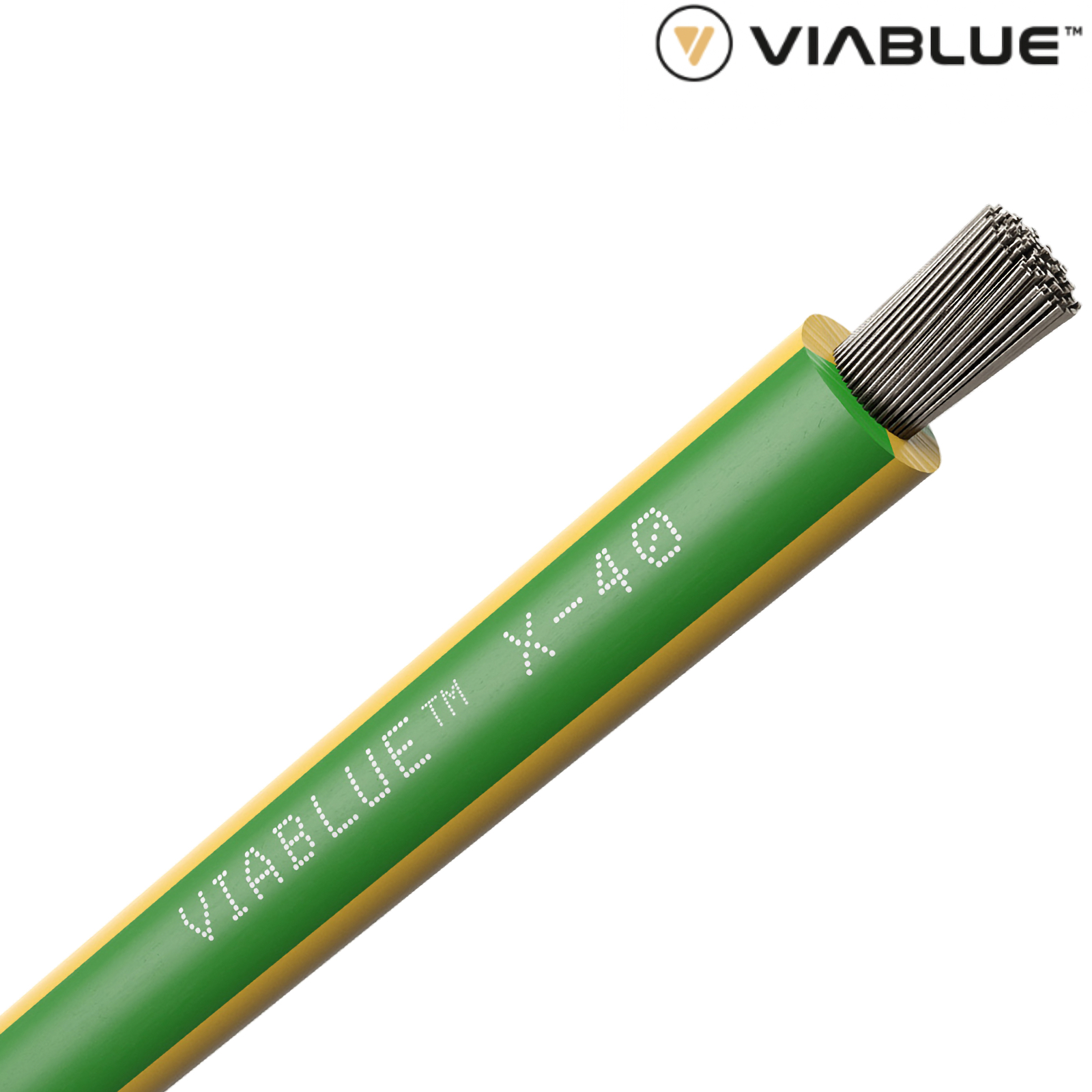 Viablue X-40 single conductor multistrand OFC Tinned Copper wire, green/yellow