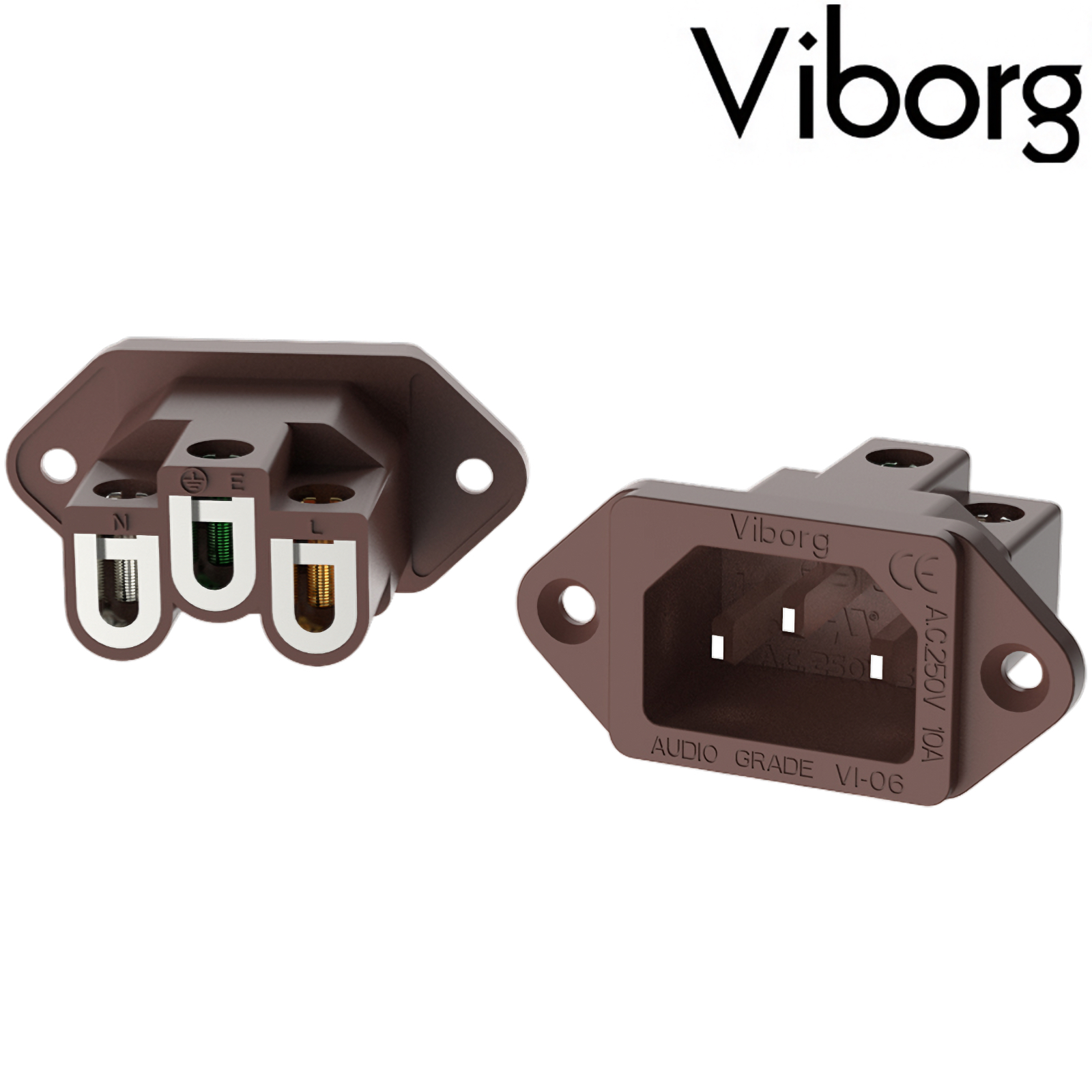 Viborg V106CR IEC Inlet socket Pure Copper, Rhodium-plated