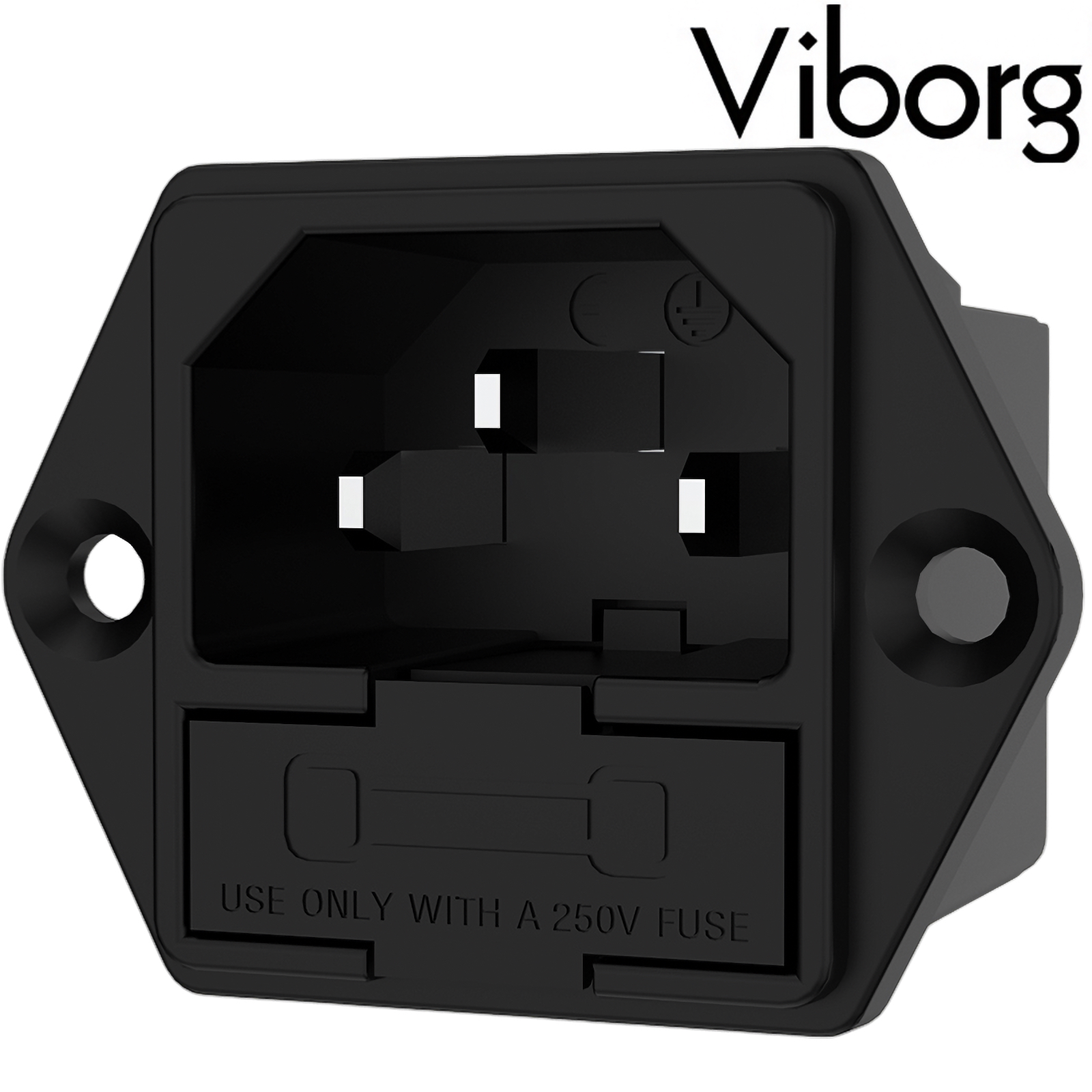 Viborg VI09R IEC inlet socket with fuse tray Pure Copper, Rhodium-plated