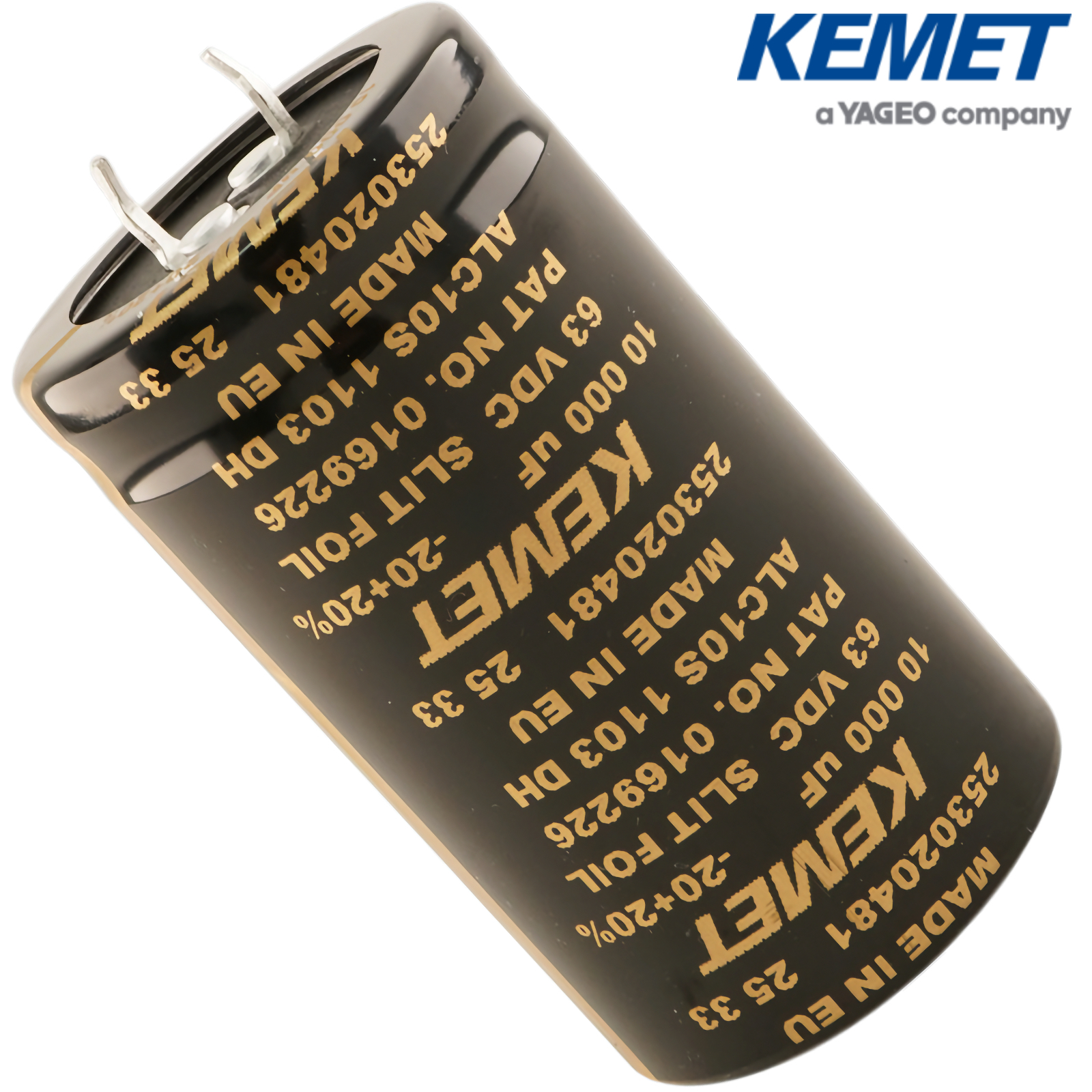 ALC10S-030: 10000uF 63Vdc Kemet Slit Foil Electrolytic Capacitor