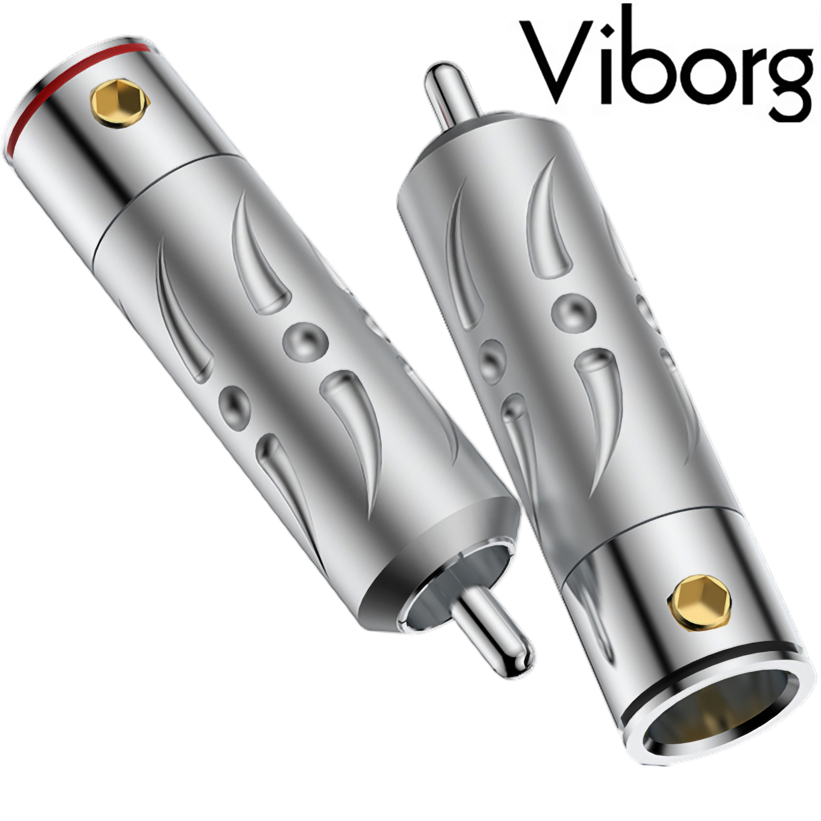 VR109R: Viborg RCA Connectors, Pure Copper, Rhodium-plated (2 pairs)