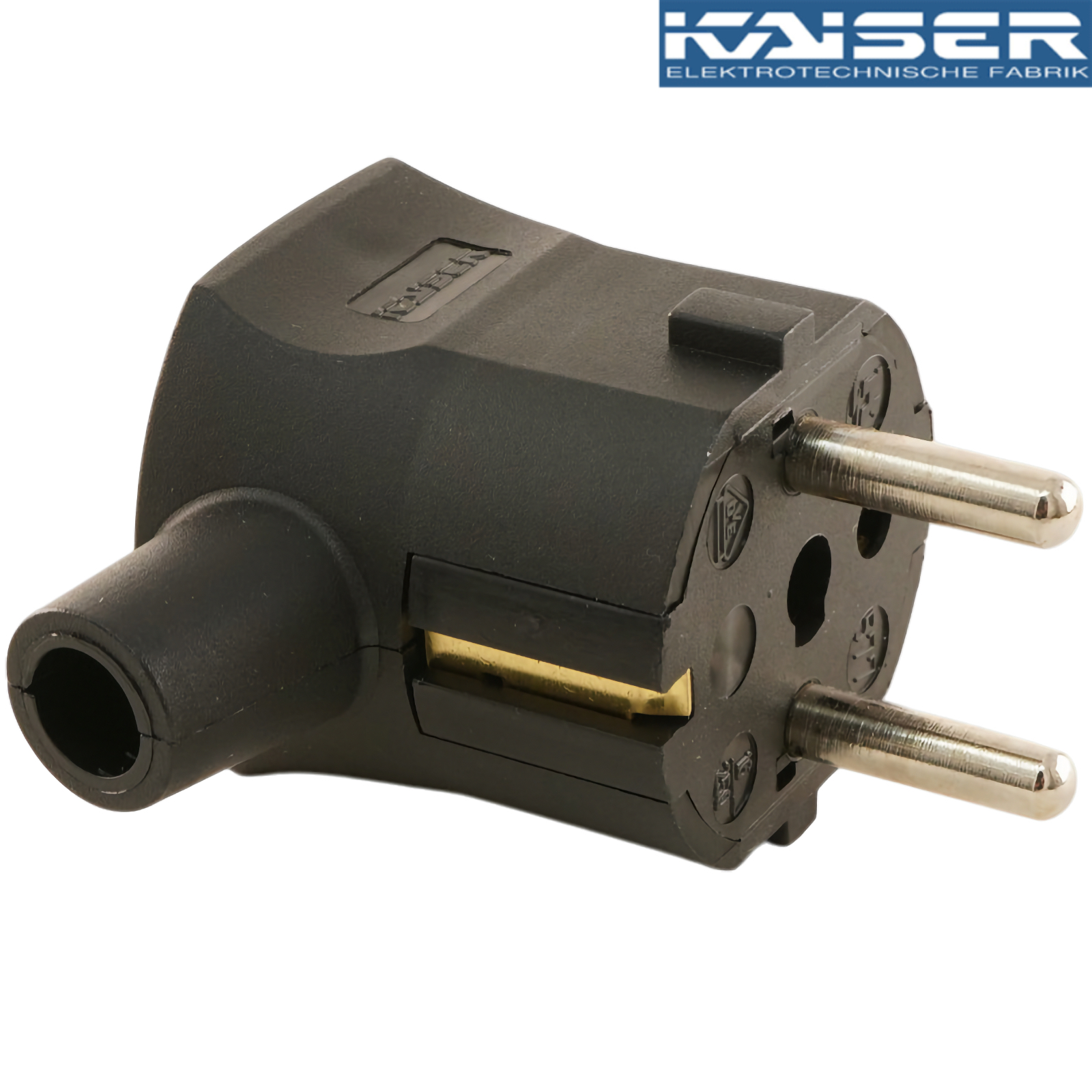KAISER-577: Kaiser Schuko (EU) angled Mains Plug, unplated
