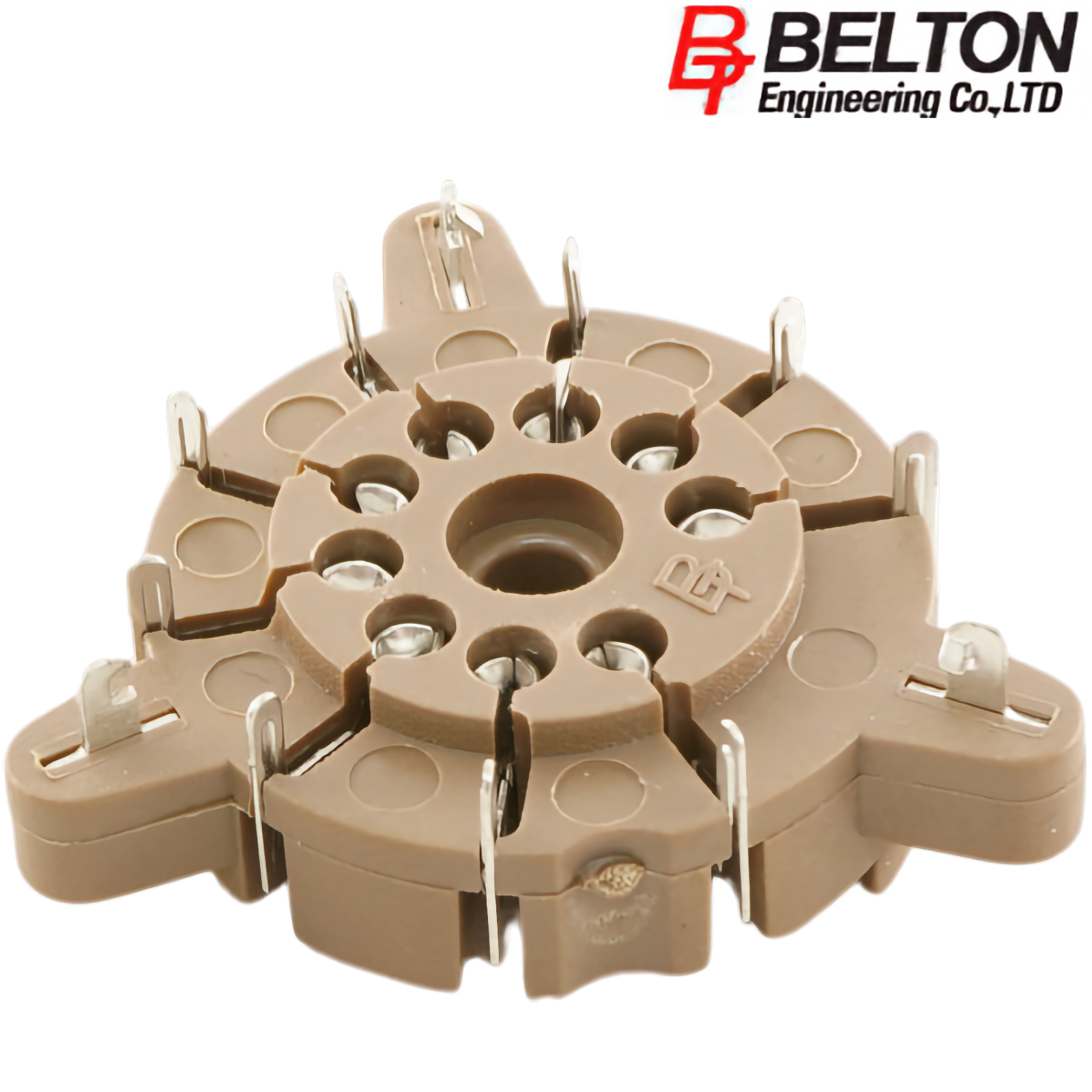 VT9-PT-2: Belton B9A PCB mount valve base for auto-wave solder