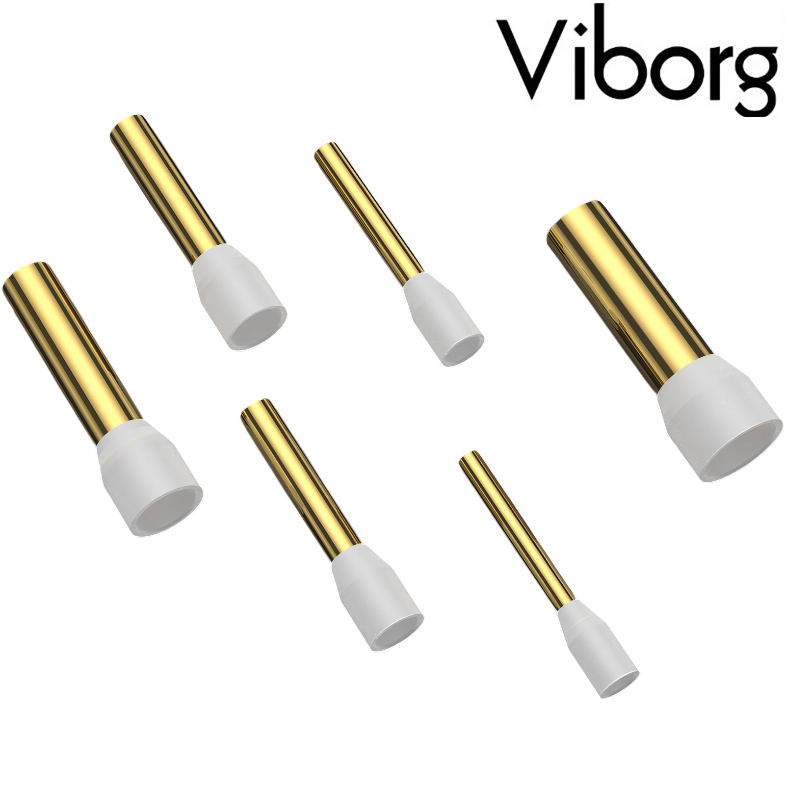 VB4018G: Viborg Gold-plated copper cable end sleeve with insulation, AWG 12, 2.05mm dia.
