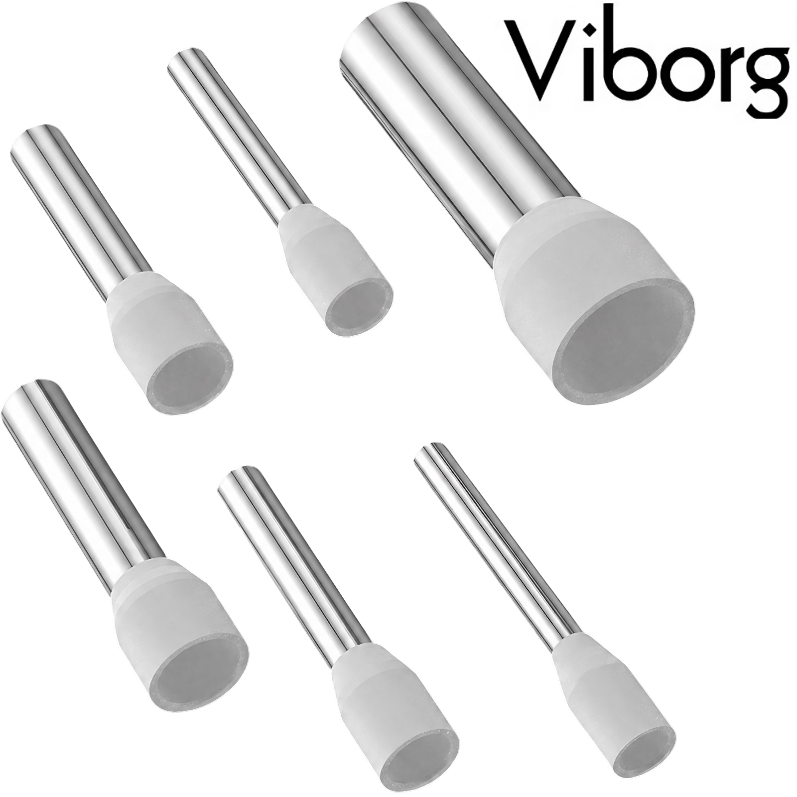 VB1518R: Viborg Rhodium-plated copper cable end sleeve with insulation, AWG 16, 1.29mm dia.