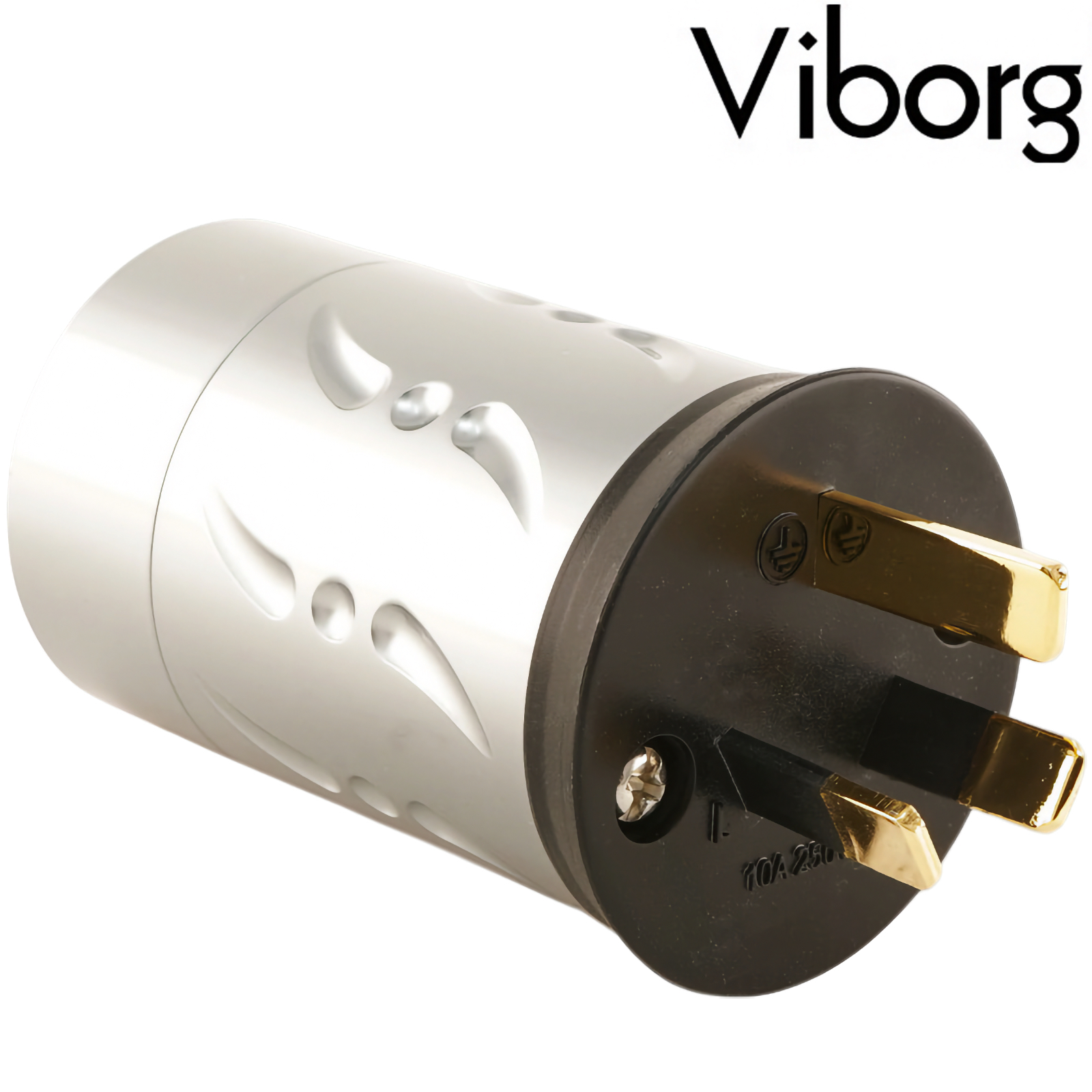 VN506G: Viborg AU/NZ Pure Copper Mains Power Plug, Silver/Gold-plated