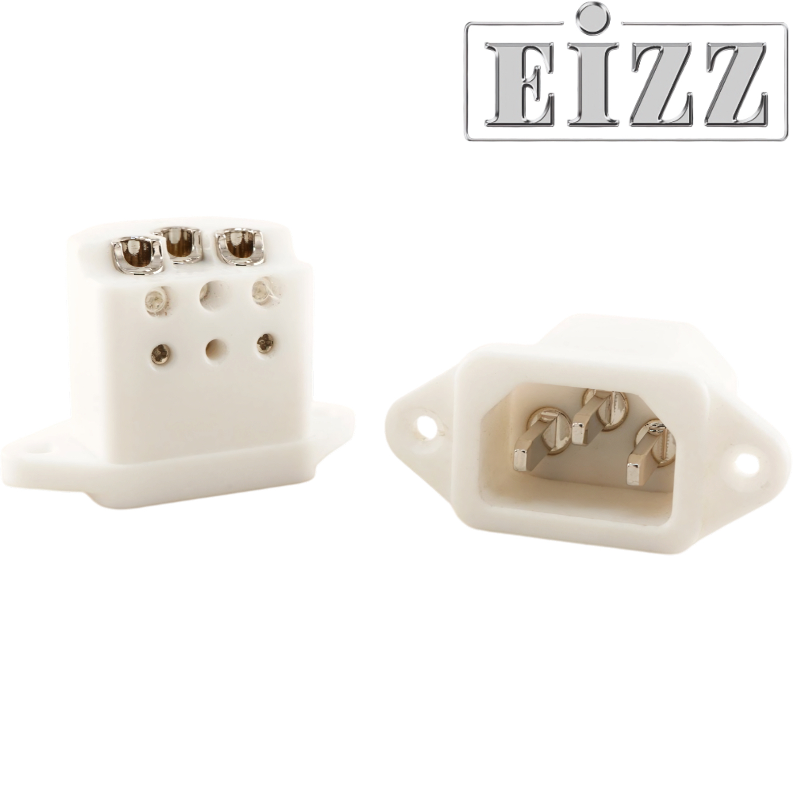 EZ-7030-PT: EIZZ IEC Socket, Palladium/Rhodium Plated, PTFE Body (white)
