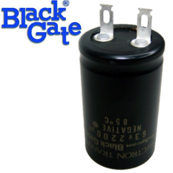 BG2200u63FKet: 2200uF 63Vdc Black Gate FK type (Electron Transfer) Electrolytic Capacitor