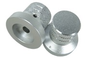Silver knob, cross pattern, 31mm dia.