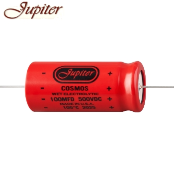 CA-M-500-107: 100uF 500Vdc Jupiter Cosmos Electrolytic Capacitor, axial