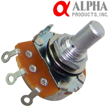 Alpha 50KA mono potentiometer, 24mm Solid Shaft