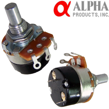 Alpha 1MA mono potentiometer, 24mm Solid Shaft with on/off switch