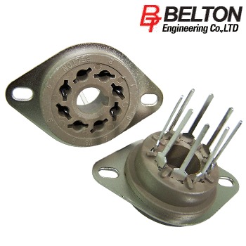 VT8-PT: Belton Octal chassis mount valve base, with extended PCB pins