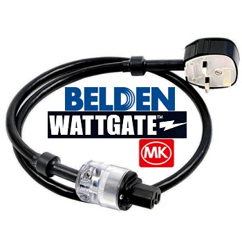 belden wire, wattage IEC, UK Toughplug mains lead (1m)