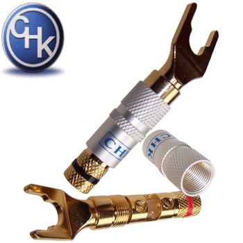 CHK angled gold plated spade terminal