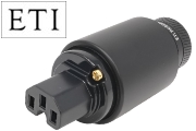 ETI Research Legato IEC Connector, Rhodium Plated