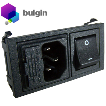 Bulgin IEC Inlet with Switch and Fuseholder - Panel Mount - DISCONTINUED