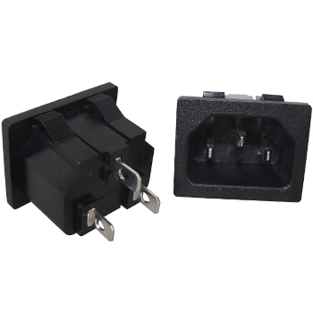 IEC Mains Inlet Socket, Snap in - Panel mount