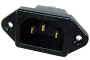 Gold plated, black bodied, IEC inlet mains socket - DISCONTINUED