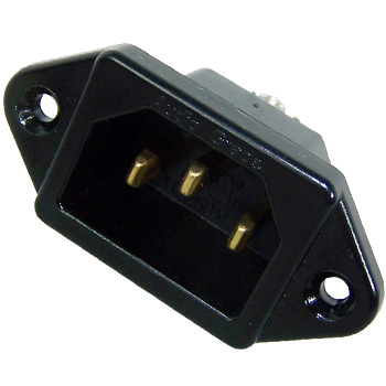 Gold plated, black bodied, IEC inlet mains socket - DISCONTINUED