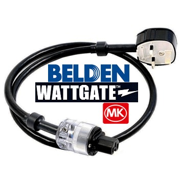Belden wire, wattage IEC, UK Toughplug mains lead (1m)