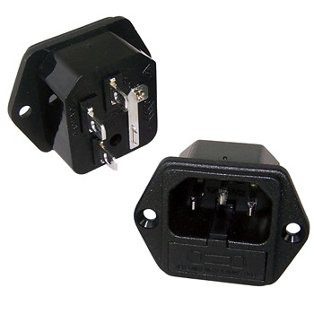 IEC Mains Inlet Socket, Chassis Mount - Screw Fit