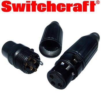 Black bodied, gold plated, female XLR plug