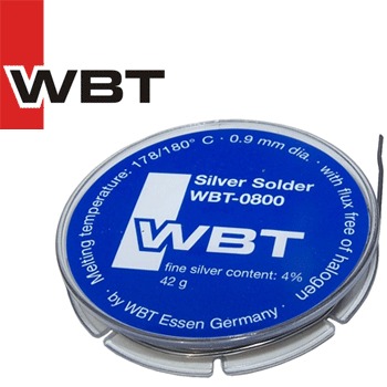 WBT-0800 4% silver solder, 0.9mm diameter, 42g reel.