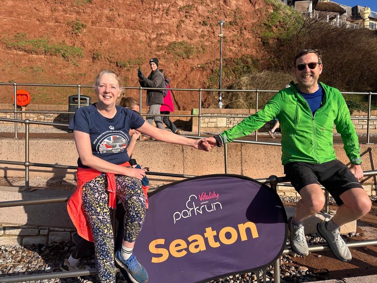 A well earned rest after completing the Seaton Park Run on a sunny Saturday morning.