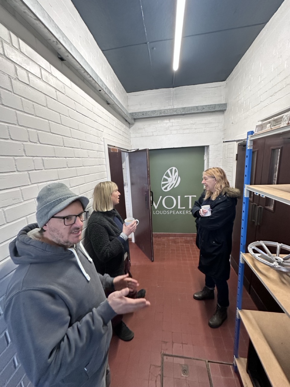 Chatting away in the entrance to the Volt premises.