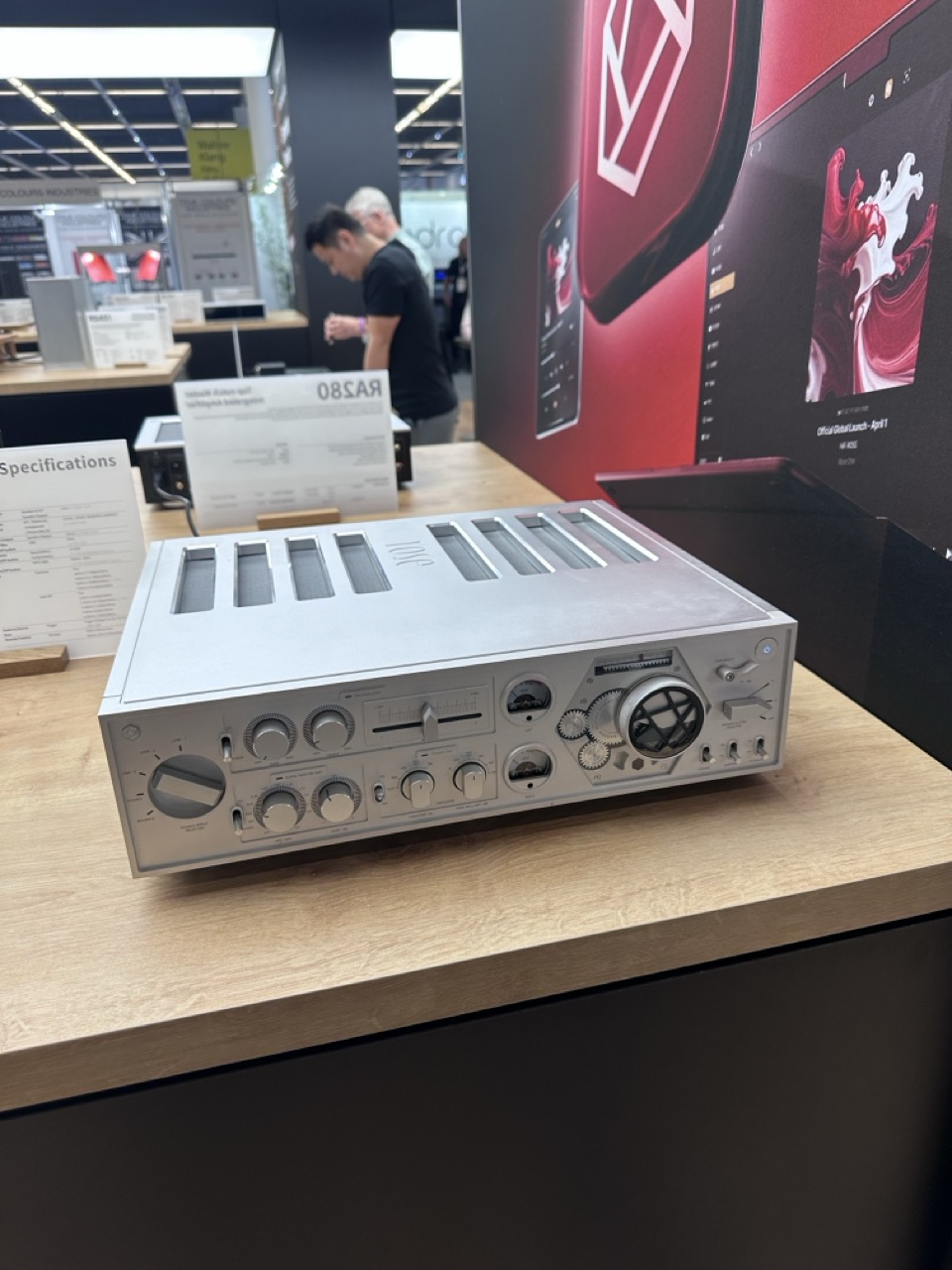 There was some great looking hi-fi everywhere, this one is the Rose RA150 integrated amplifier. Retro looking and bold to boot.