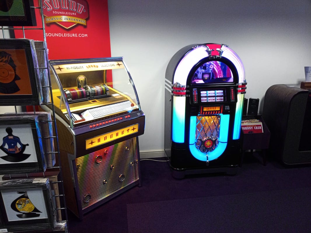 Retro and modern jukeboxes