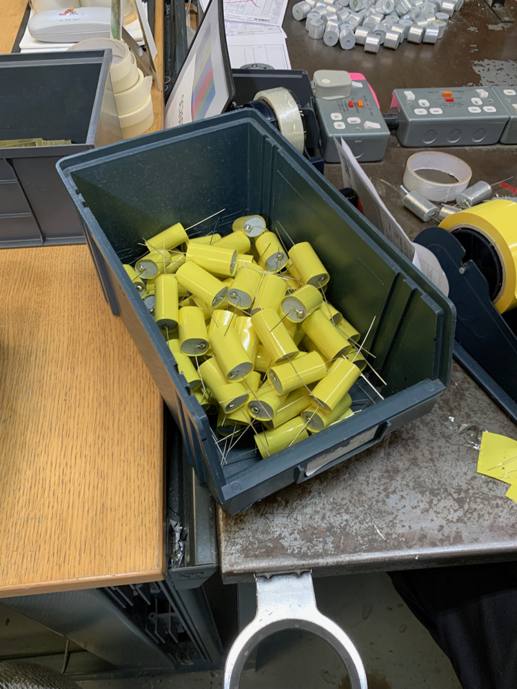 PWA capacitors being under wrapped in yellow polyester tape