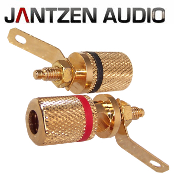 012-0160 Jantzen Binding Post M4 / 8mm Pair, Gold plated, red / black