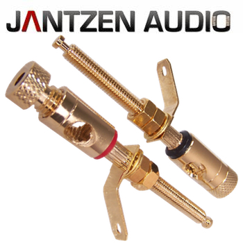 012-0170: Jantzen Binding Post M5 / 38mm Pair, Gold plated, red / black, a pair