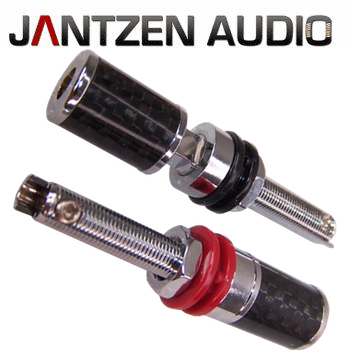 012-0199 Jantzen Binding Post M8 / 27mm, Nickel plated, Carbon jacket, red / black