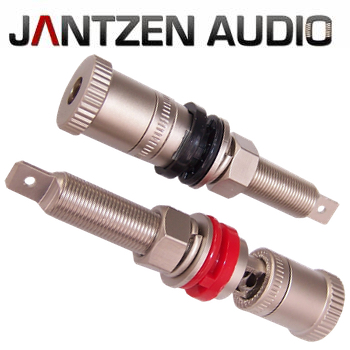 012-0220: Jantzen Binding Post M9 / 26mm, Satin nickel plated, red / black, a pair