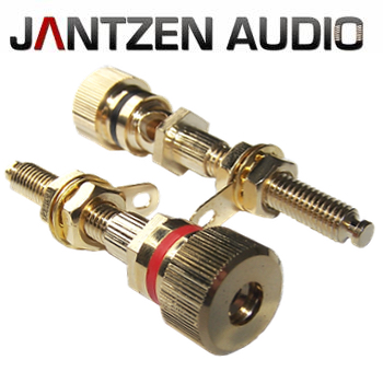 012-0180 Jantzen Binding post, M6 / 27mm, Gold plated, red / black, a pair