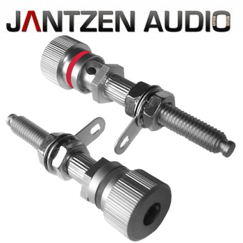 012-0190 Jantzen Binding post, M6 / 27mm, Satin Nickel plated, red / black, a pair