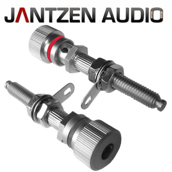 012-0190: Jantzen Binding post, M6 / 27mm, Satin Nickel plated, red / black, a pair