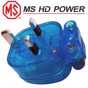 MS328SK: MS HD Power BLUE 13A UK mains plug, Cryo'ed, Silver Plated
