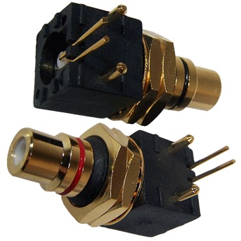 Low cost high quality Right angled gold plated RCA sockets (pair)