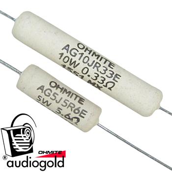 1 pc Widerstand OHMITE Audiogold non-magnetic 10W  330R  5%  Ø10,3x45,2mm 