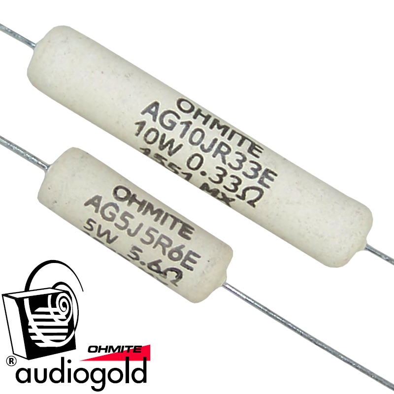 50ppm/°C OHMITE AG Audio Gold Resistenza ceramica a filo avvolto 22 Ohm 5W 5% 