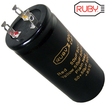 Ruby Gold Cap 50uF + 50uF 500Vdc Electrolytic Capacitor