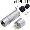 AX4-1613G: aeco male 4 pole XLR plug, Tellurium Copper Gold-plated (1 off)