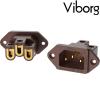 V106CG: Viborg IEC Inlet socket Pure Copper, Gold-plated
