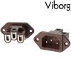 V106CR: Viborg IEC Inlet socket Pure Copper, Rhodium-plated