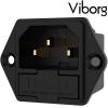 VI09G: Viborg IEC inlet socket with fuse tray Pure Copper, Gold-plated