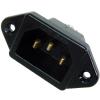 Gold plated, black bodied, IEC inlet mains socket